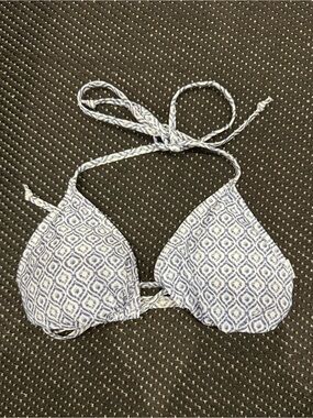 Primark Blue and White Triangle Bikini Top